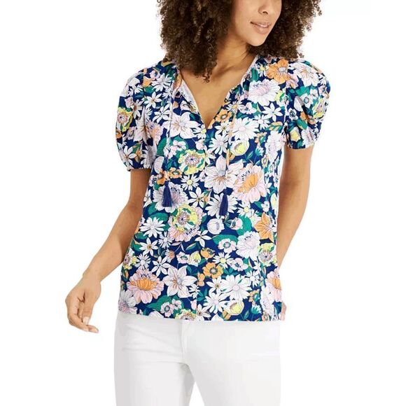 STYLE & CO Mixed-Media Tie-Neck Tassel Ties Top Size Small - Picture 1 of 8